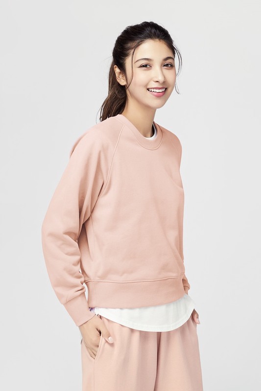 毛圈寬版休閒圓領衫-女