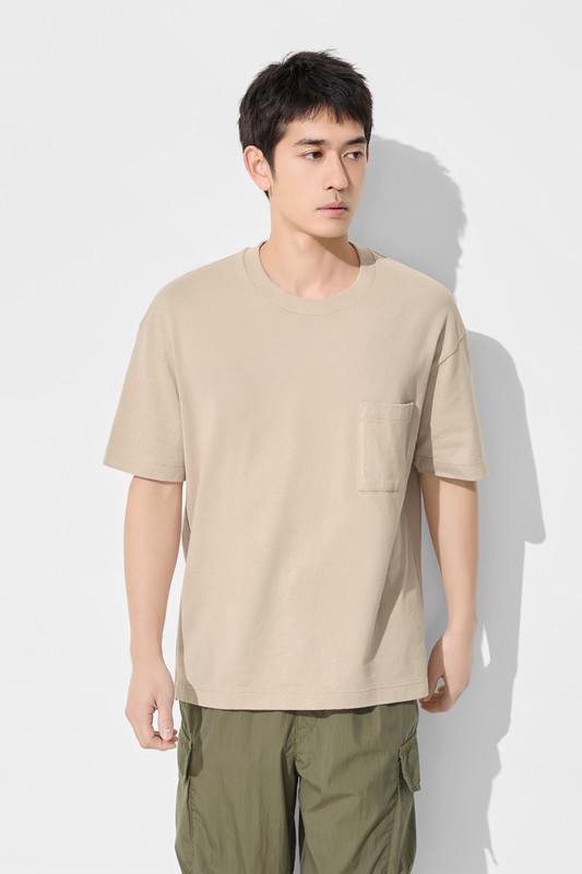 粗紡寬版口袋T恤-男