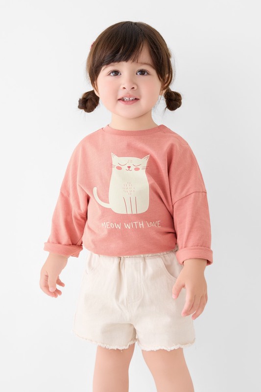 竹節棉寬鬆動物印花T恤-Baby