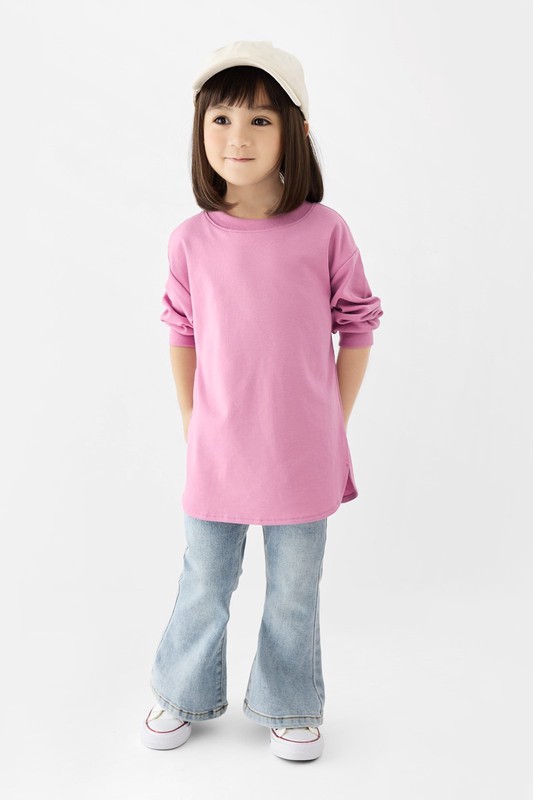 純棉寬鬆長版上衣-童