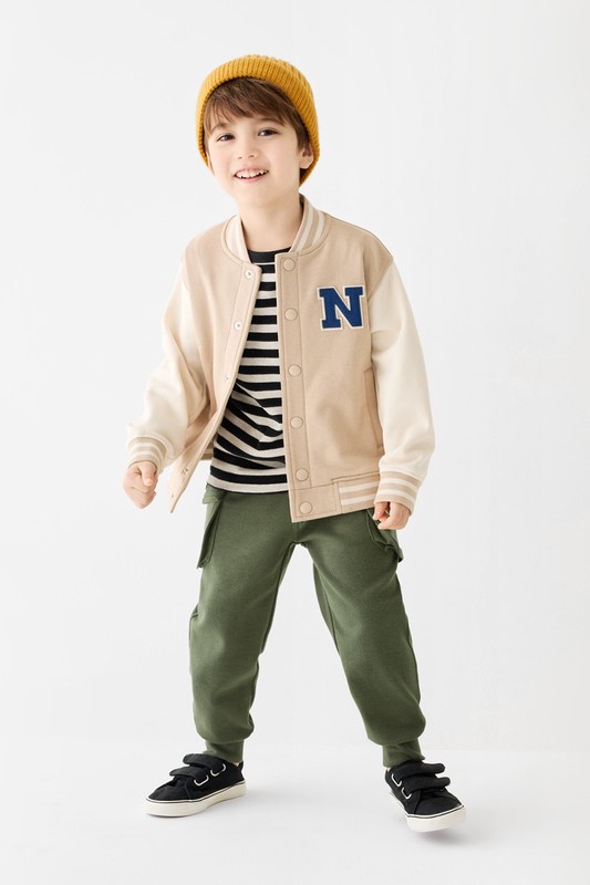 棉質羅紋口袋長褲-童