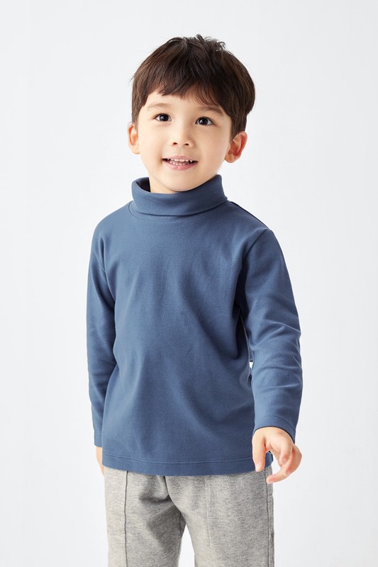 磨毛柔棉高領長袖T恤-童