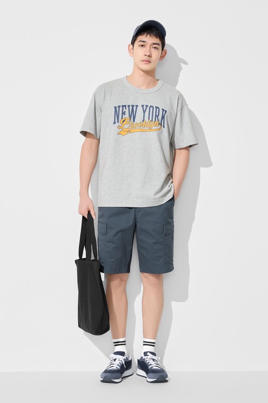 粗紡寬版文字印花T恤-01-男