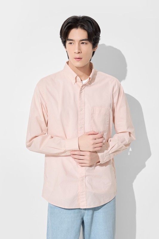 柔棉長袖襯衫-男