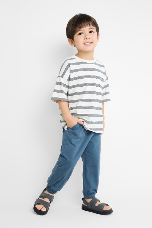 竹節棉束口褲-童