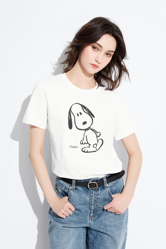 史努比系列厚版印花T恤-02-女