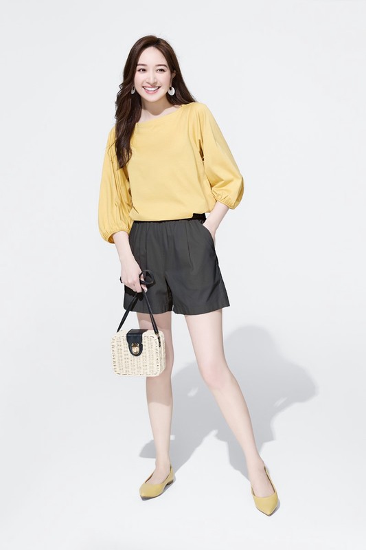 絲光棉寬鬆船領七分袖上衣-女