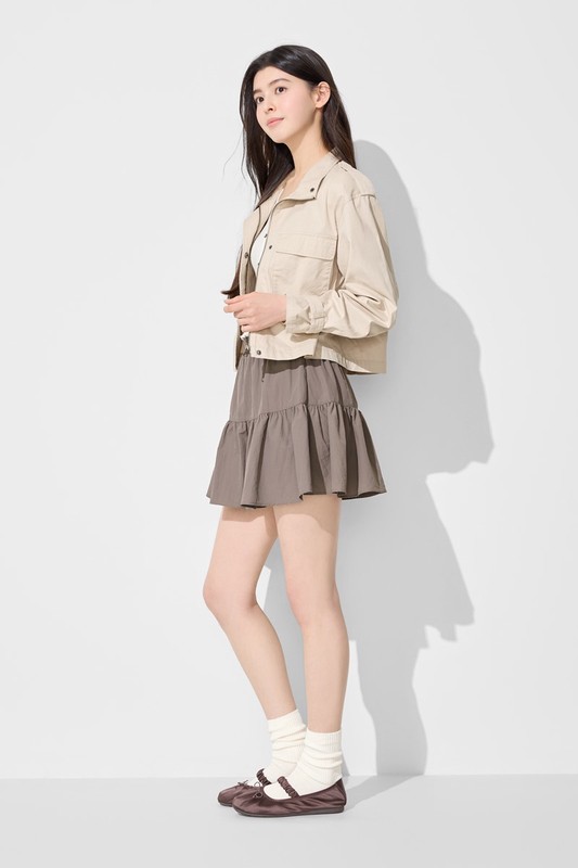 鬆緊腰頭蛋糕褲裙-女