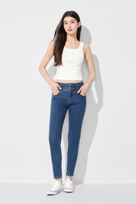 羅紋亨利領短版背心-女