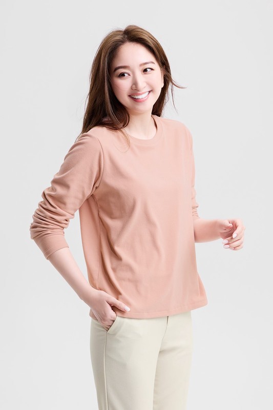 Fleece彈性細刷毛寬版上衣-女