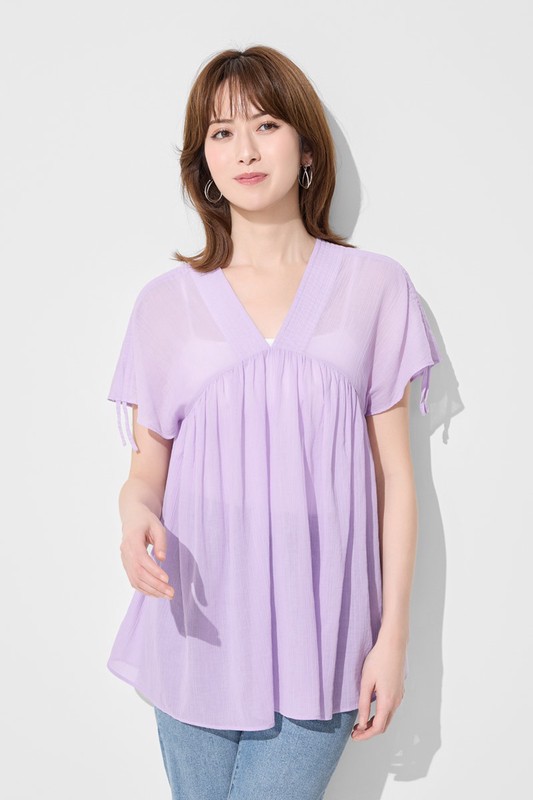 棉質抽繩造型上衣-女