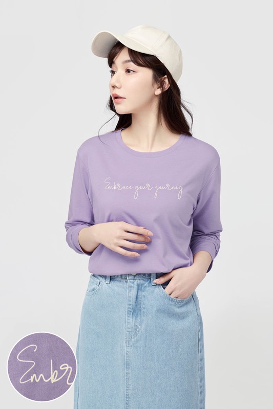 莫代爾文字長袖上衣-女