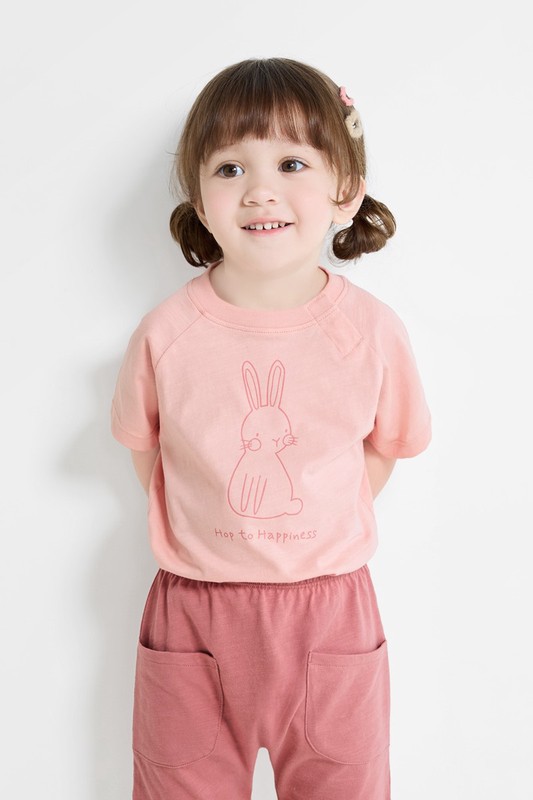 竹節棉寬鬆動物印花T恤-Baby