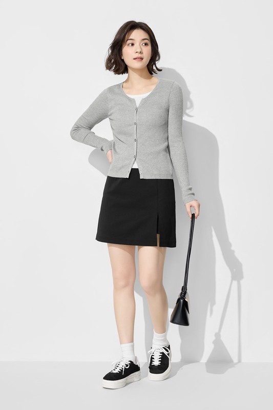 開衩連褲短裙-女