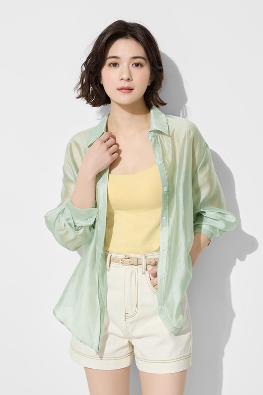 柔光透膚寬版襯衫-女