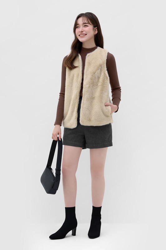 柔軟長刷毛背心-女