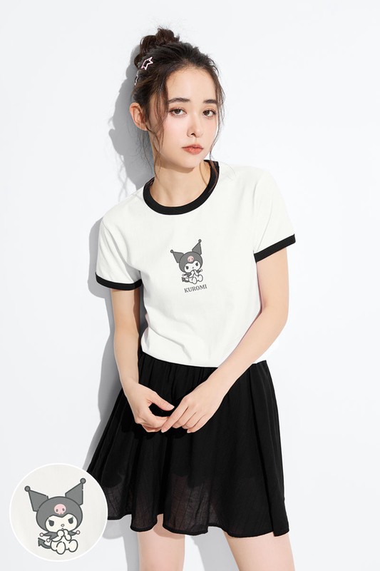 三麗鷗羅紋配色印花T恤-07-女