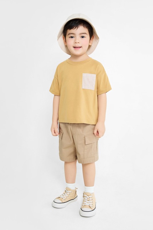 棉質工裝五分褲-童