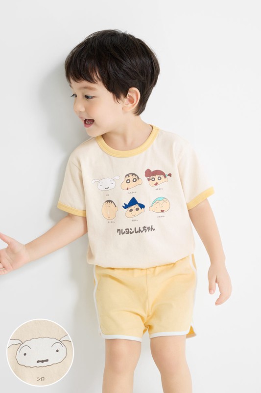 蠟筆小新羅紋配色印花T恤-02-童