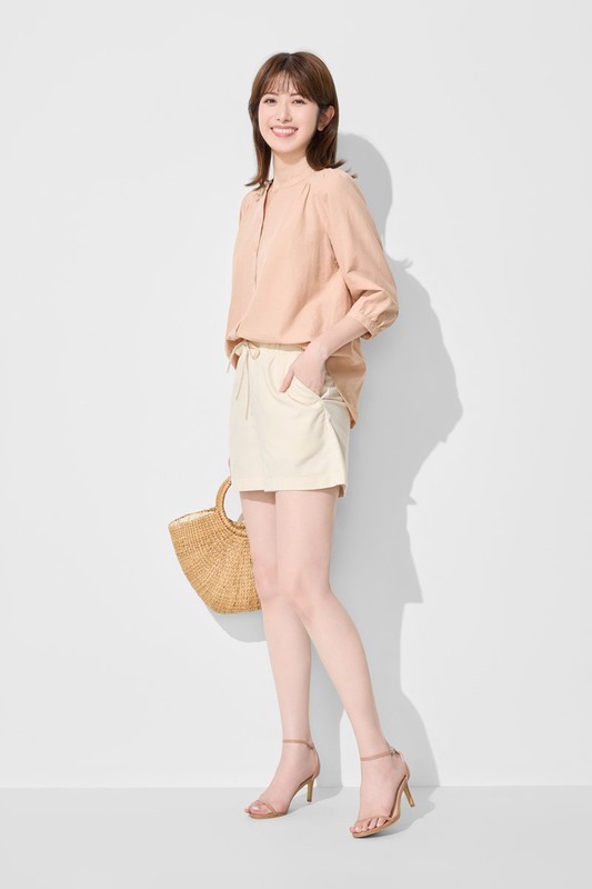 棉麻七分袖襯衫-女