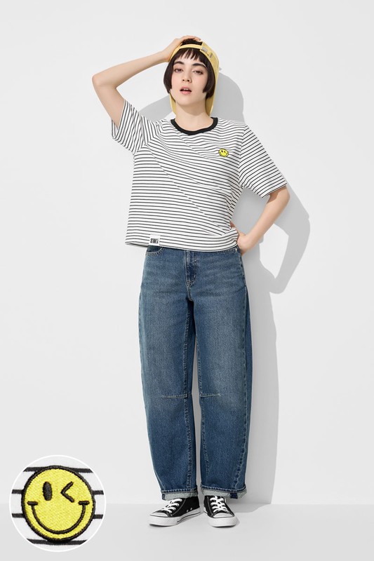 S.W.SMILEY®純棉寬版電繡T恤-女