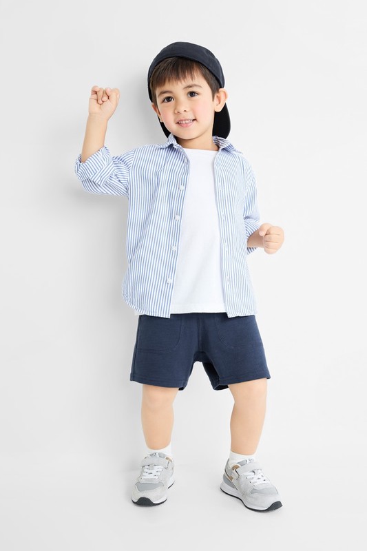 竹節棉口袋短褲-童