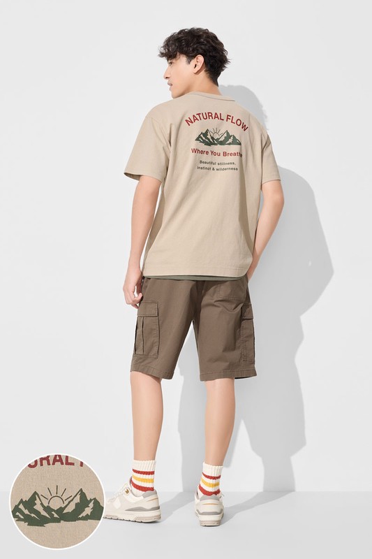 粗紡寬版文字印花T恤-03-男