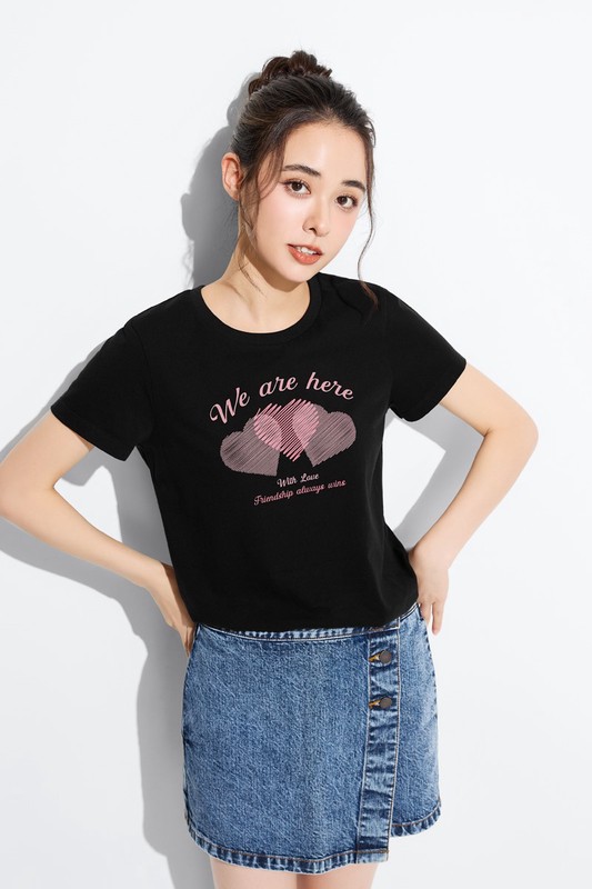 愛心印花T恤-女