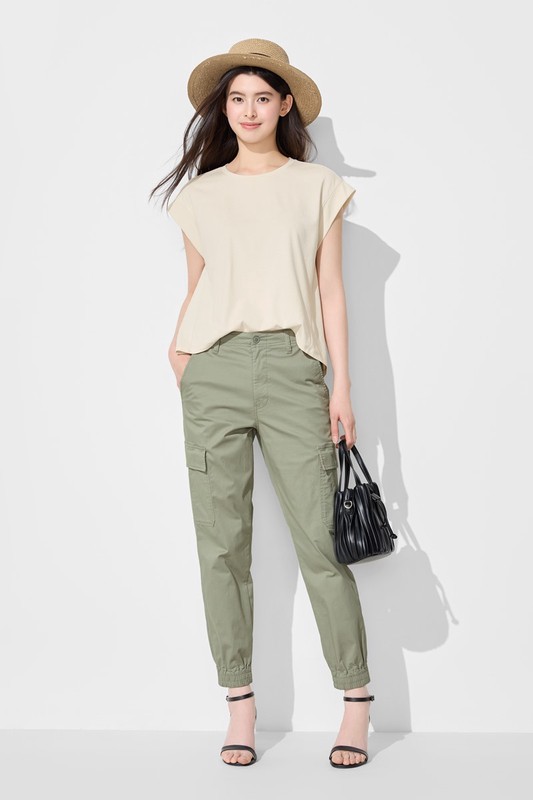 柔滑棉連袖抽皺上衣-女