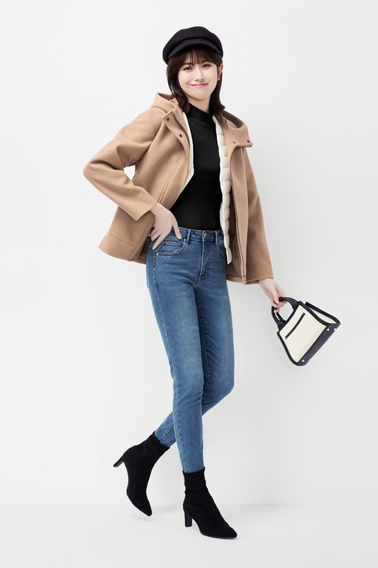 磨毛羅紋立領長袖T恤-女