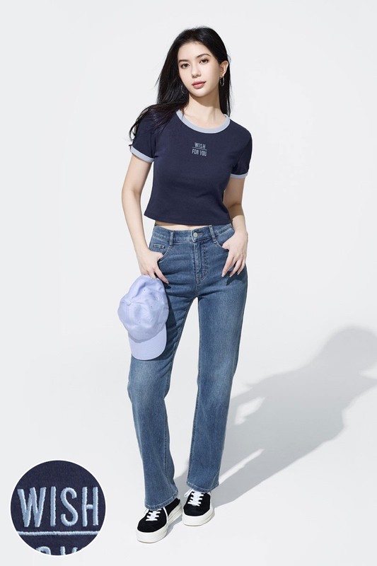 純棉羅紋配色電繡T恤-女