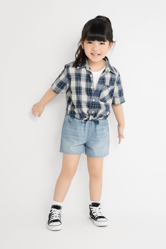 純棉牛仔鬆緊短褲-童