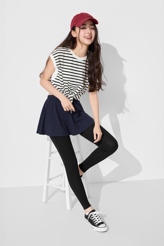 彈力假兩件內搭褲-女