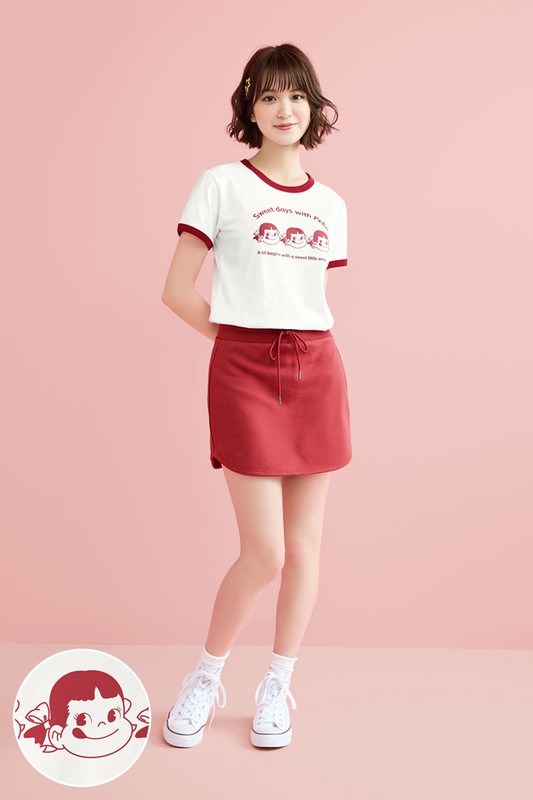 PEKO & POKO羅紋配色印花T恤-02-女