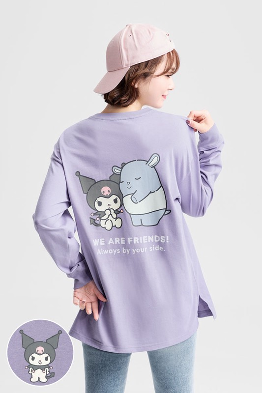 三麗鷗寬長版長袖印花T恤-04-女