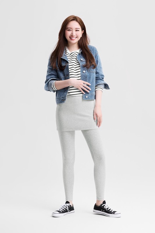 磨毛假兩件內搭褲-女