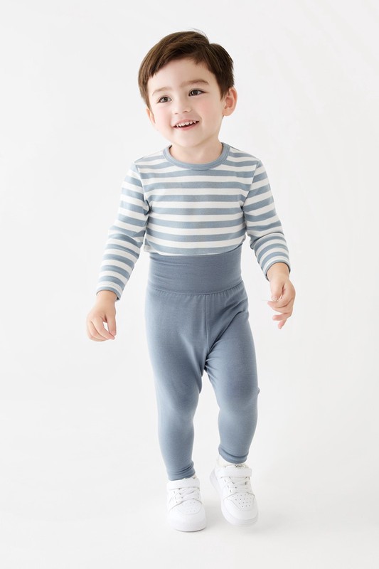 磨毛羅紋條紋圓領T恤-Baby