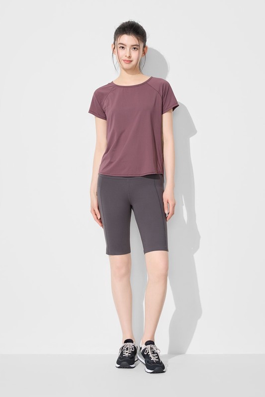 運動開衩綁帶短袖T恤-女