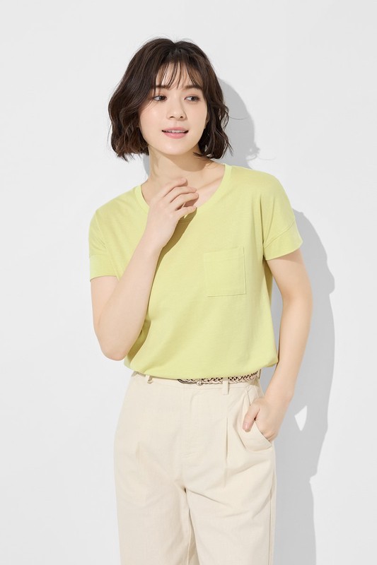 莫代爾口袋短袖T恤-女
