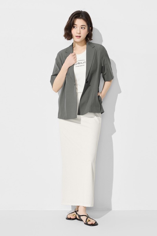 寬版短袖西裝外套-女