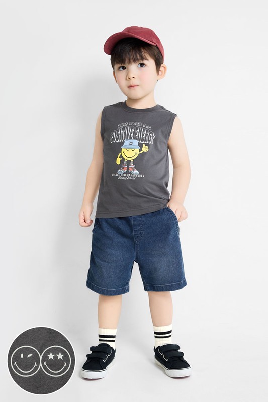 SmileyWorld®純棉寬版印花背心-童