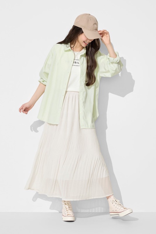 細褶雪紡長裙-女