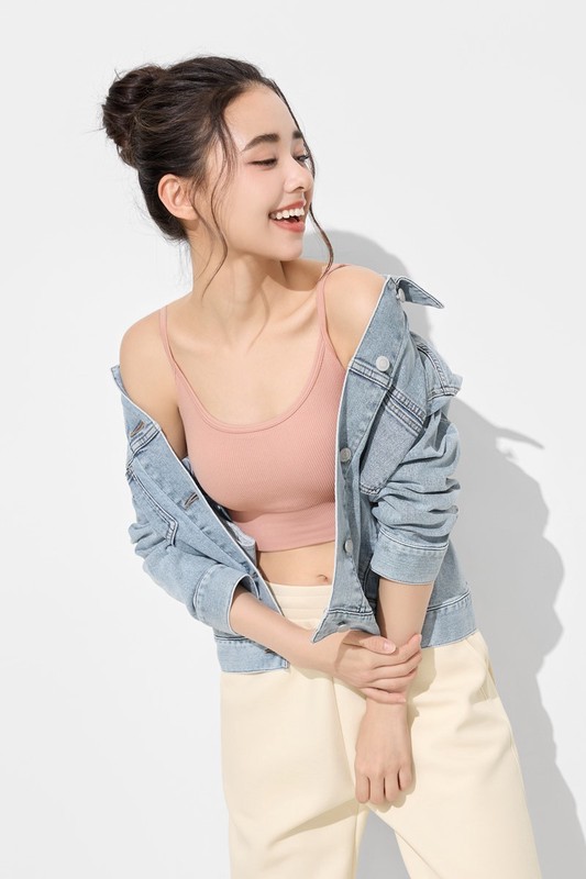 無縫Bra短版細肩帶背心-女