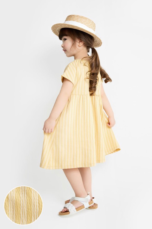 條紋印花連袖洋裝-童