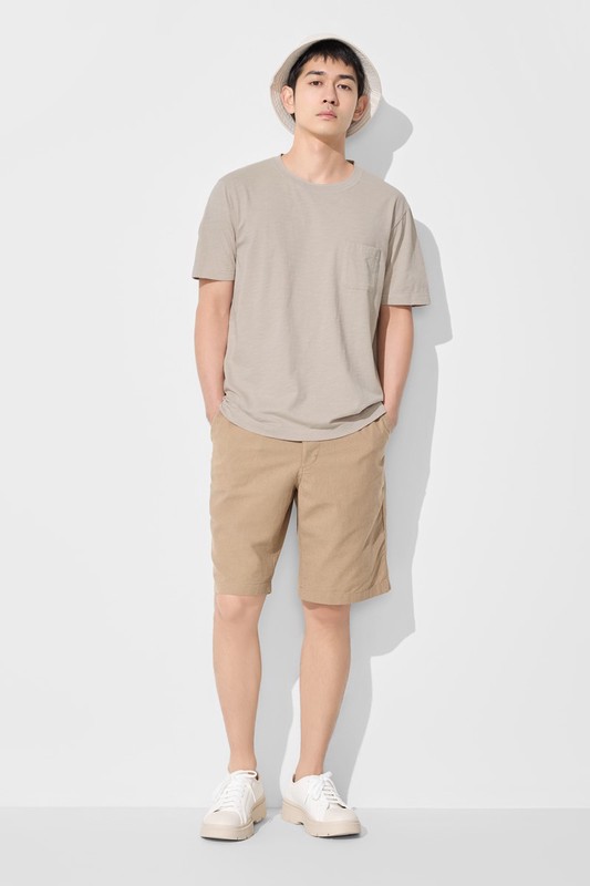 竹節棉口袋圓領T恤-男