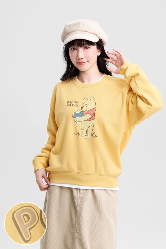 迪士尼系列毛圈寬版印花圓領衫-04-女