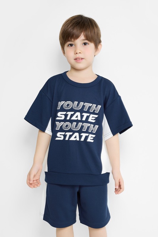 吸排網眼配色短褲-童