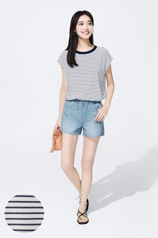 純棉寬版條紋上衣-女