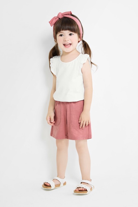 竹節棉口袋短褲-童