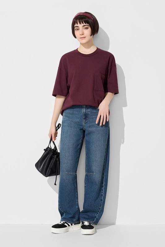 高腰錐形牛仔褲-女